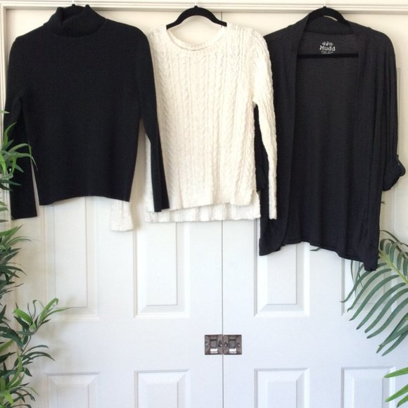 Charter Club Sweaters - Bundle 3 Large Sweater Cardigan Black White